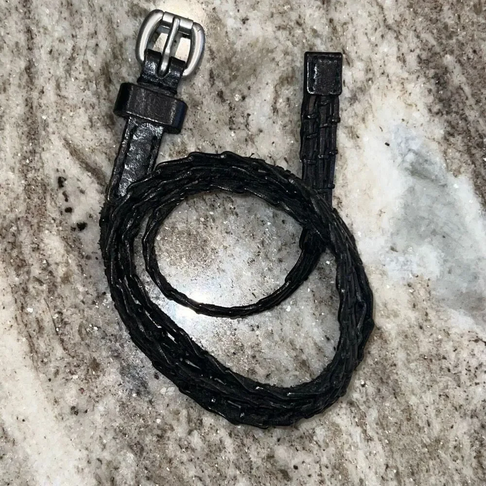 Vintage Leather & Silver Hardware Skinny Y2K Style Woven Belt Women’s Small